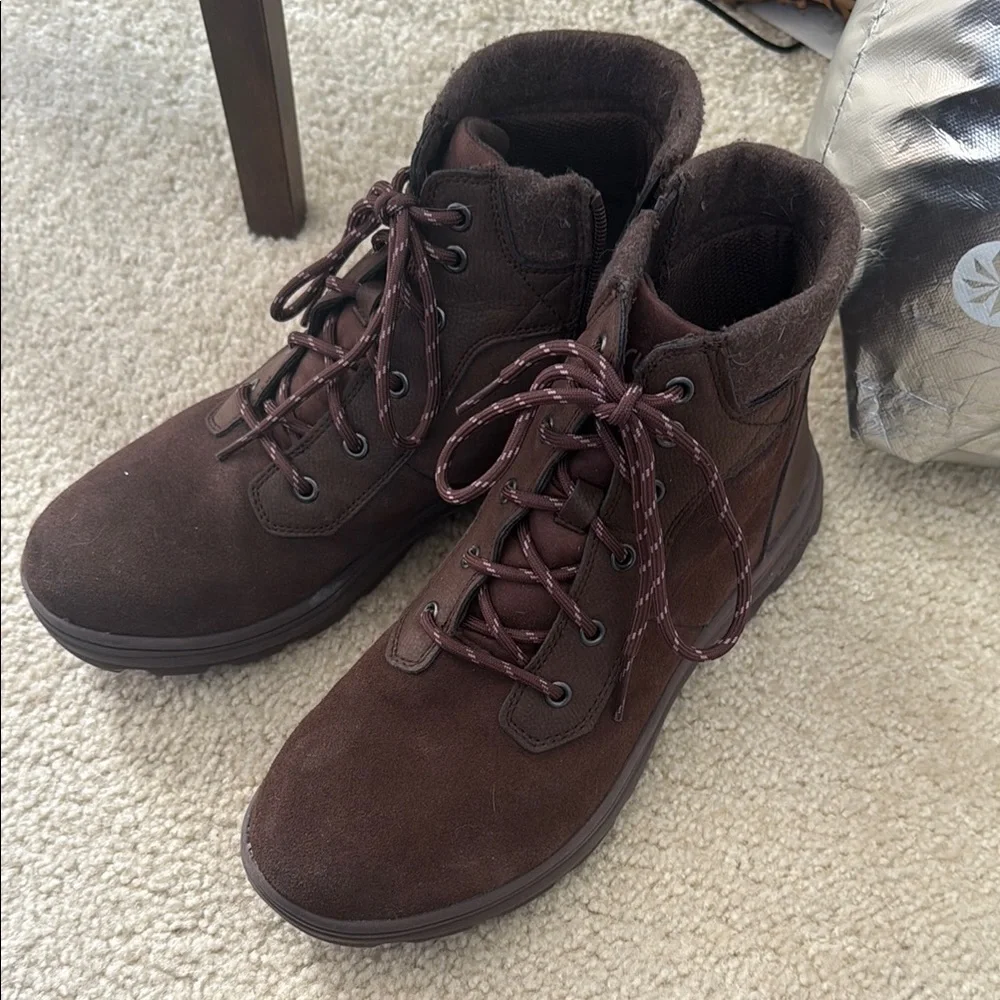 Ryka Brown Lace Up Boots with Suede Finish - Picture 1 of 6